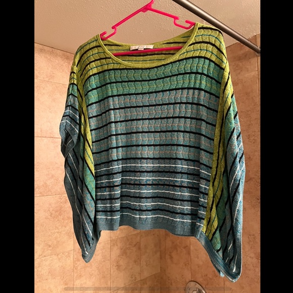 Loft Striped Bat Wing green and blue knit top by Ann Taylor size Small - Picture 6 of 10